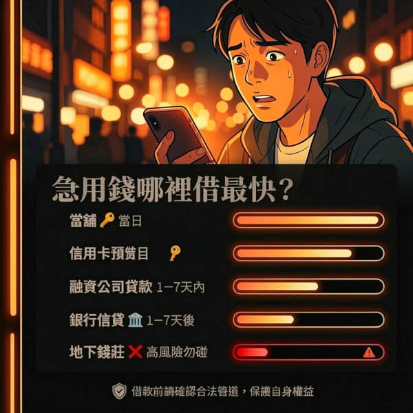 急用錢哪裡借最快？不同借款管道速度一次看