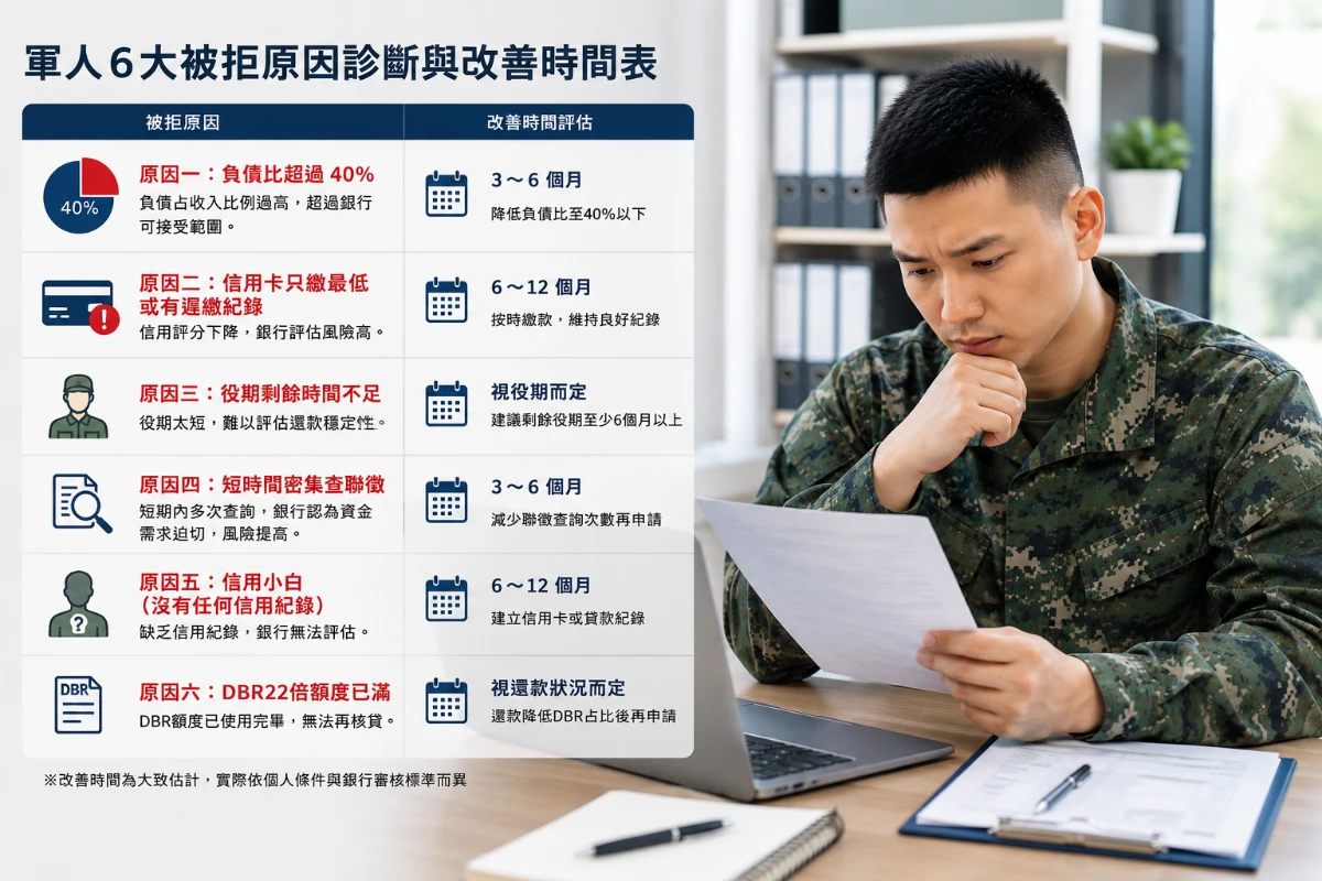 軍人貸款被拒原因診斷與信用貸款改善時間